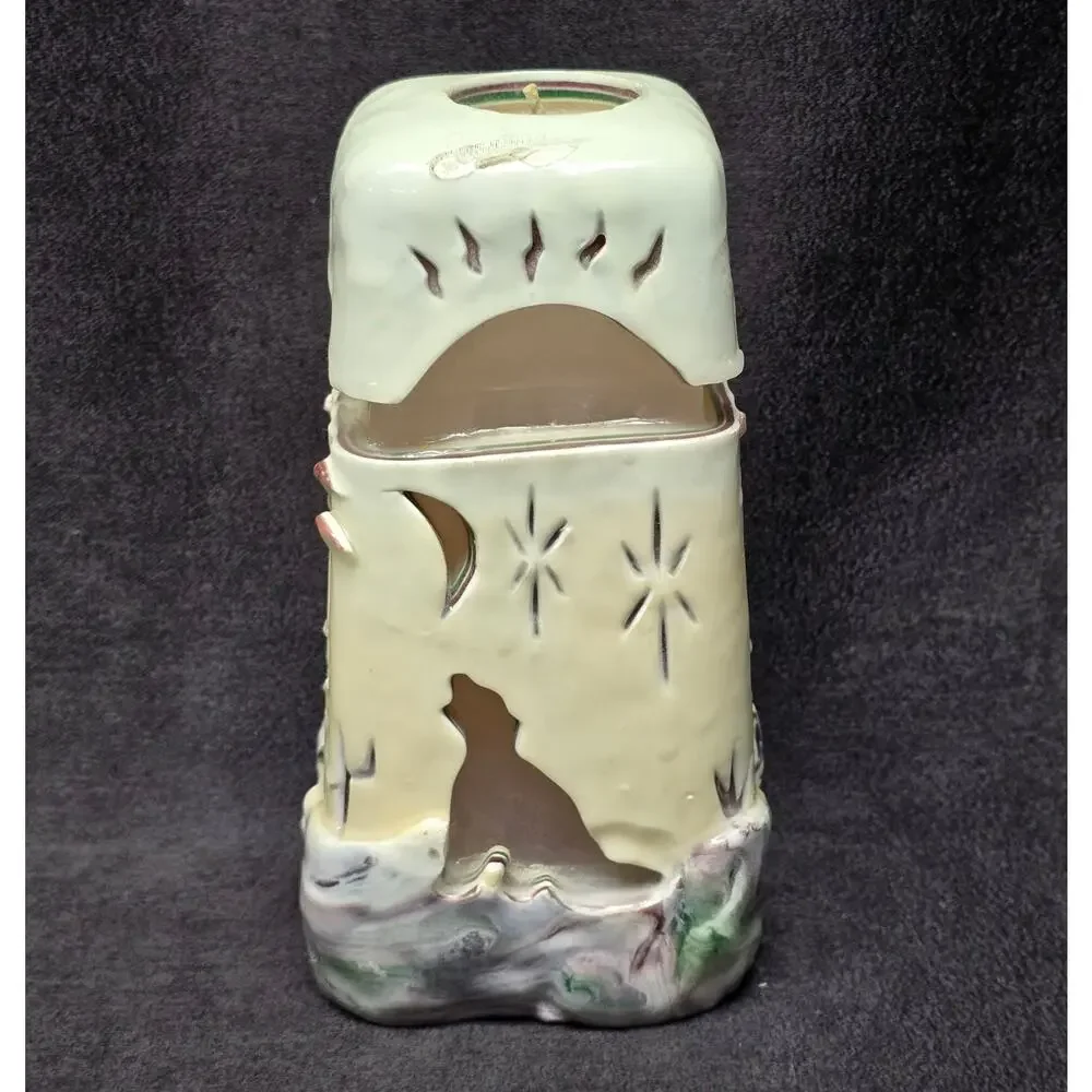 Hand Carved Desert Night Life Designed Large Candle Rare